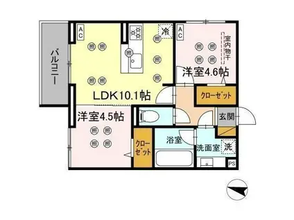 スリーレイヤー柏の葉(2LDK/3階)の間取り写真