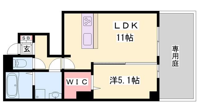 D-ROOM上滝野(1LDK/1階)の間取り写真
