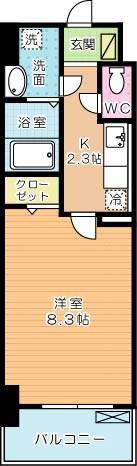 エヴァーグリーンQ(1K/7階)の間取り写真