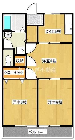 バームハイツ(2LDK/2階)の間取り写真