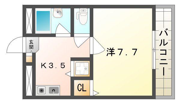 TAIHOレジデンス萱島(1K/1階)の間取り写真