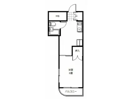 ハッコービル(1DK/3階)の間取り写真