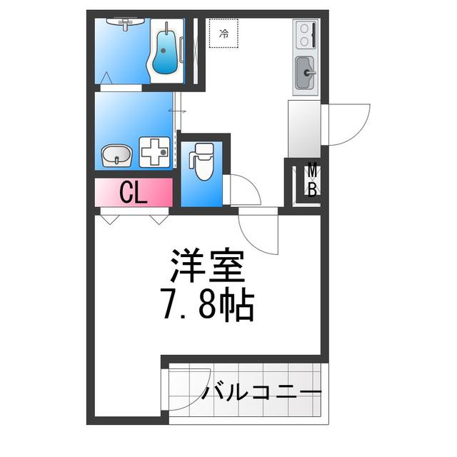 フジパレス堺北向陽町(1K/2階)の間取り写真