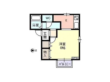 フォルトナ(1K/2階)の間取り写真