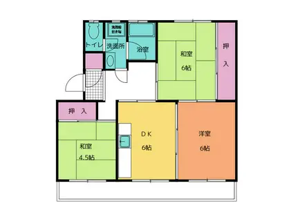 沼津原団地3(3DK/4階)の間取り写真