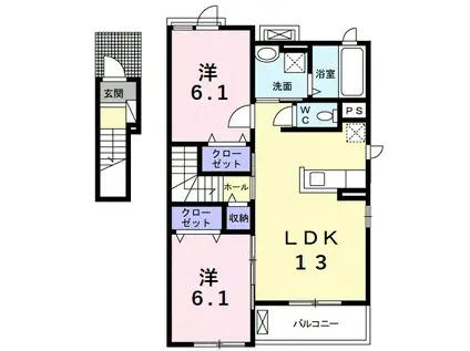 FIELD STONE A(2LDK/2階)の間取り写真
