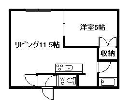 メゾンドKEI(1DK/1階)の間取り写真