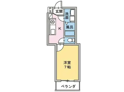 タイユール竹中(1K/3階)の間取り写真