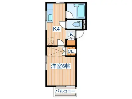 CUBBY2番館(1K/1階)の間取り写真