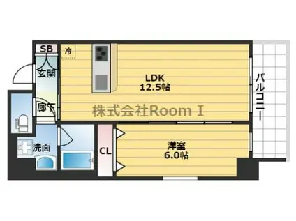 ラクラス本町東(1LDK/6階)の間取り写真