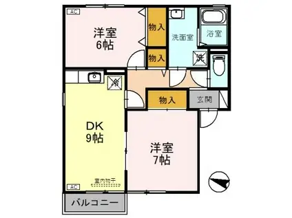 セレーノ(2DK/1階)の間取り写真