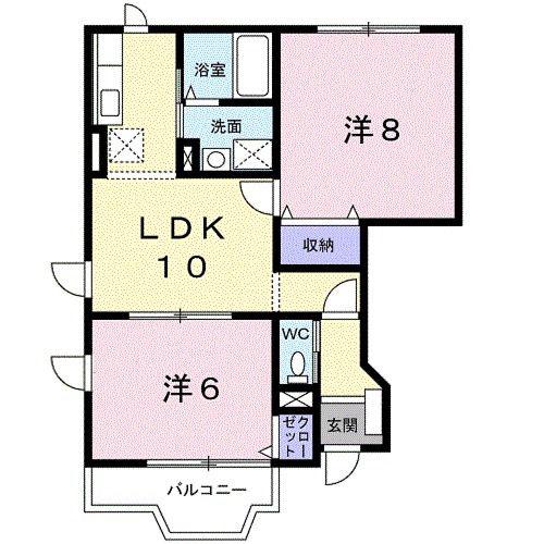 チェリーサイドハウスII(2LDK/1階)の間取り写真