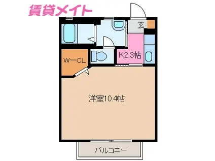 エルフローラB棟(1K/1階)の間取り写真