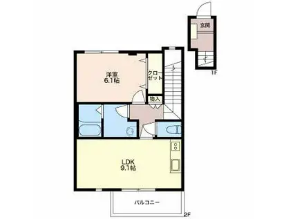 ビースティコート・S(1LDK/2階)の間取り写真