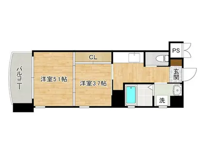 フルール・ド・パリス(2K/4階)の間取り写真