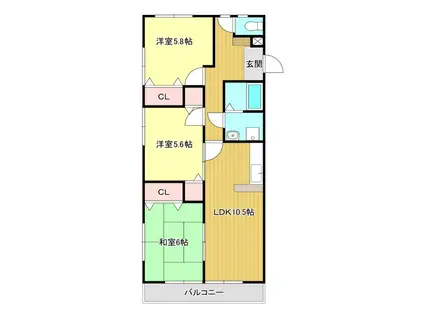 シンフォニー(3LDK/2階)の間取り写真