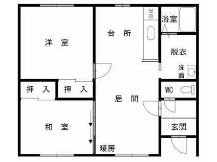 グランディールII(2LDK/1階)の間取り写真