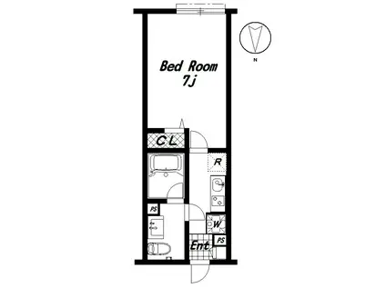 グレイスコート八王子(1K/1階)の間取り写真