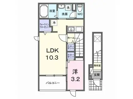 ボン シャオンスI(1LDK/2階)の間取り写真