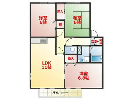 サンモール嘉藤(3LDK/2階)の間取り写真