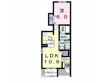 グリーンコーポB棟(1LDK/1階)の間取り写真