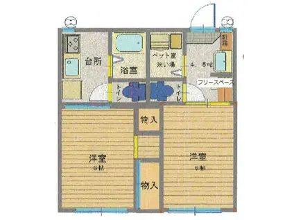ハウスポポII(3K/2階)の間取り写真