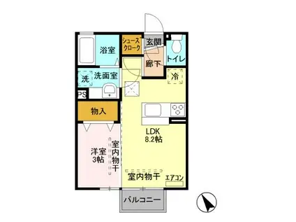 カストラム(1LDK/1階)の間取り写真