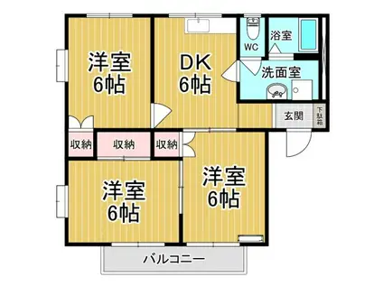 イースタンハイツII(3K/2階)の間取り写真