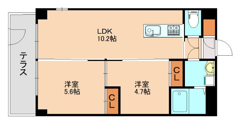 庭園レジデンス西館(2LDK/1階)の間取り写真