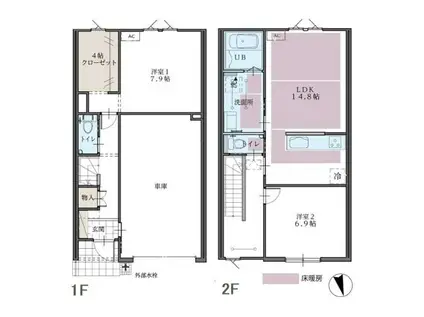 スターティングホーム上袋A棟(2LDK/1階)の間取り写真