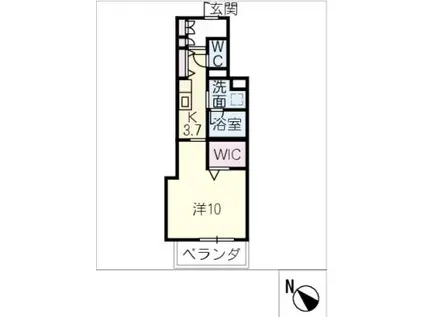 スブリミス(1K/4階)の間取り写真