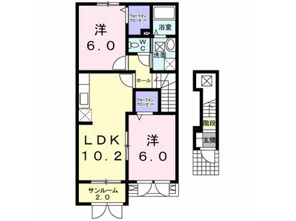 フラン・メゾン彩(2LDK/2階)の間取り写真