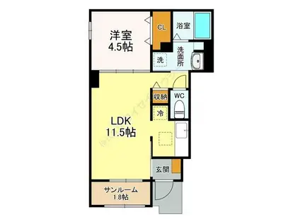 L・FRONT 雅(1LDK/1階)の間取り写真