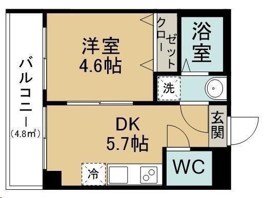 TERASU仙台(1DK/3階)の間取り写真