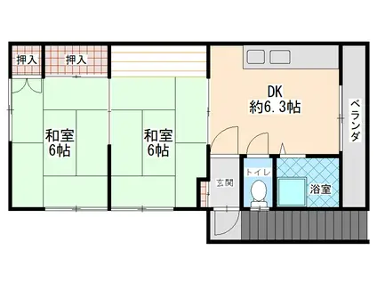 コーポサイトウ(2DK/2階)の間取り写真