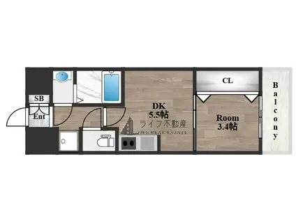 GRAND LUCE(1DK/2階)の間取り写真