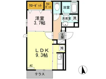 アズール・マム(1LDK/1階)の間取り写真