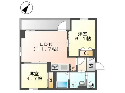 GRAND COURT日本橋浜町(2LDK/3階)の間取り写真