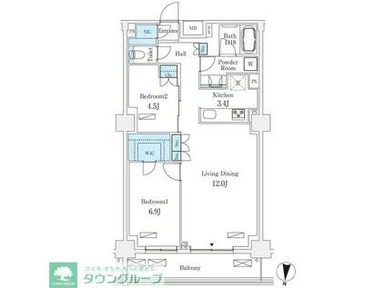 フロンティアレジデンス錦糸公園(2LDK/6階)の間取り写真