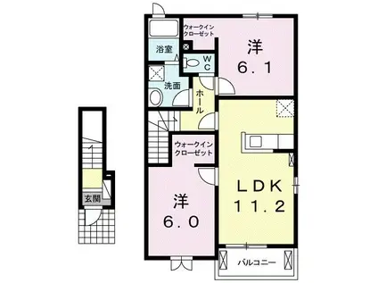 アルカンシエル II(2LDK/2階)の間取り写真