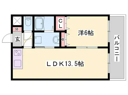 メゾン・ド・姫路野里(1LDK/4階)の間取り写真