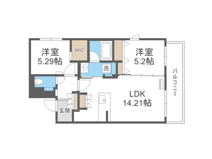 ピオネロ恵庭IV(2LDK/4階)の間取り写真
