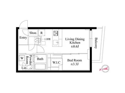 ルネサンスコート目黒南(1LDK/2階)の間取り写真