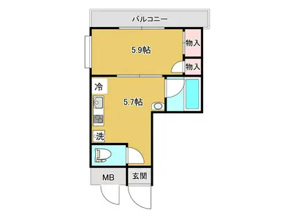 LE CLAIR(1K/1階)の間取り写真