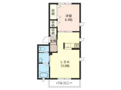 LIBERA妙蓮寺(1LDK/1階)の間取り写真