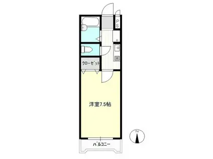 ウエストヒルズ野田C(1K/2階)の間取り写真