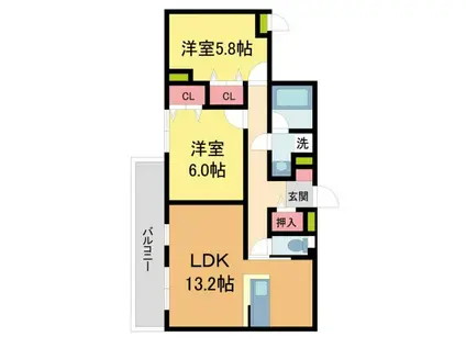 ブライトガーデン(2LDK/3階)の間取り写真