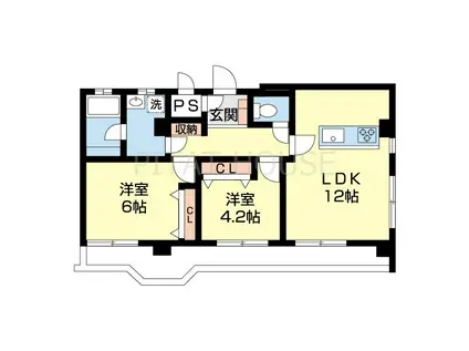 末吉ビル黒田(2LDK/5階)の間取り写真