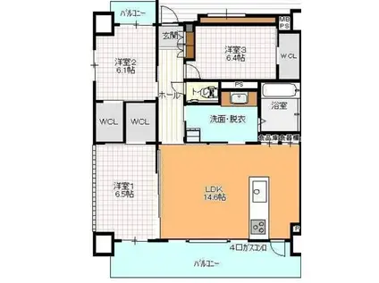 ビバリーグランディーII(3LDK/5階)の間取り写真