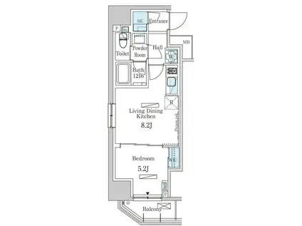 パークアクシス虎ノ門(1LDK/8階)の間取り写真